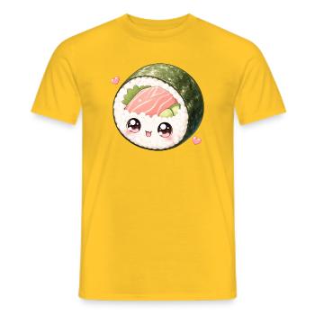 Kawaii Sushi Roll mit süßem Gesicht - Männer T-Shirt - Gelb - Vorne - AI Model Male 178 dark (178cm)