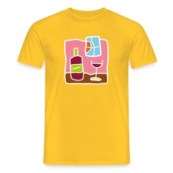 Minimalistischer Rotwein – Flasche und Glas - Männer T-Shirt - Gelb - Vorne - AI Model Male 178 dark (178cm)