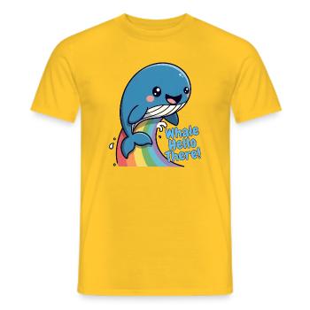 Regenbogenwal Hallo. - Männer T-Shirt - Gelb - Vorne - AI Model Male 178 dark (178cm)