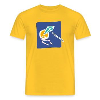 Kite in the Sky – Minimalistische Kunst - Männer T-Shirt - Gelb - Vorne - AI Model Male 178 dark (178cm)