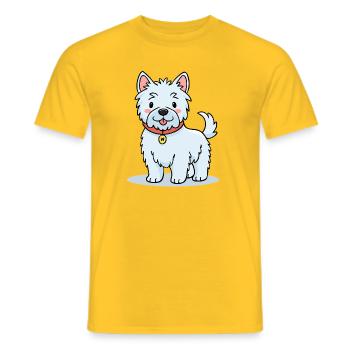 Kleiner West Highland-Terrier (Comic) - Männer T-Shirt - Gelb - Vorne - AI Model Male 178 dark (178cm)