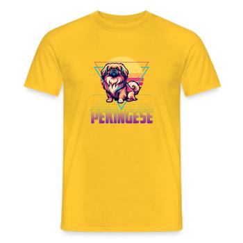 Pekingese - Peke Dog Mom Dad Lap Dog Lion Dog - Men's T-Shirt - yellow - Front - AI Model Male 178 dark (178cm)
