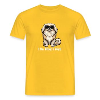 Ich mache, was ich will – Pekingesische Mama Peke Hund Papa - Männer T-Shirt - Gelb - Vorne - AI Model Male 178 dark (178cm)