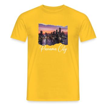 Coucher de soleil de la Skyline de Panama City - T-shirt homme - jaune - Devant - AI Model Male 178 dark (178cm)