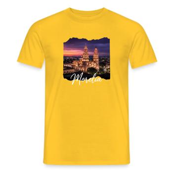 Morelia Nachtlicht Skyline - Männer T-Shirt - Gelb - Vorne - AI Model Male 178 dark (178cm)