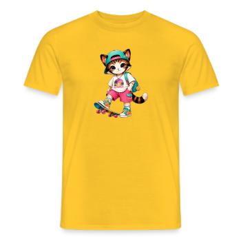Kitten Summer Skateboarding - Männer T-Shirt - Gelb - Vorne - AI Model Male 178 dark (178cm)