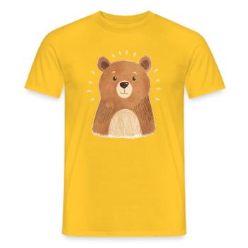 Cuddly bear with a friendly look - Men's T-Shirt - yellow - Front - AI Model Male 178 dark (178cm)