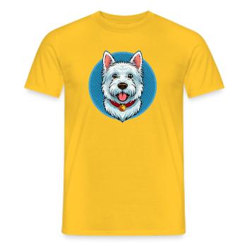 West Highland Terrier (Comic Portrait) - Men's T-Shirt - yellow - Front - AI Model Male 178 dark (178cm)