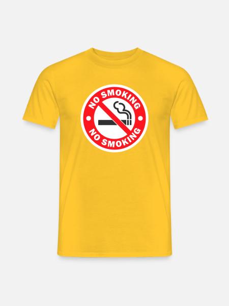 Aufkleber zum Rauchverbotswarnschild - Männer T-Shirt - Gelb