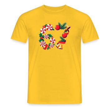 67 Candy Peppermint Christmas Wreath six seven - Men's T-Shirt - yellow - Front - AI Model Male 178 dark (178cm)