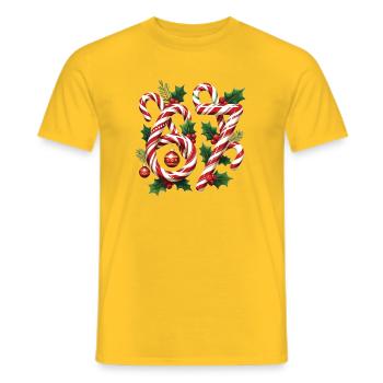 Candy 67 Christmas Design - Men's T-Shirt - yellow - Front - AI Model Male 178 dark (178cm)