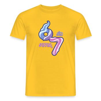 Candy Swirl 67 meme Neon Doodle - Men's T-Shirt - yellow - Front - AI Model Male 178 dark (178cm)