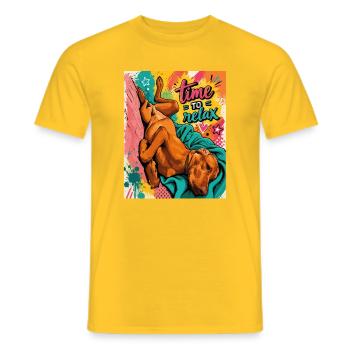 Time To Relax / Vizsla art work - Men's T-Shirt - yellow - Front - AI Model Male 178 dark (178cm)
