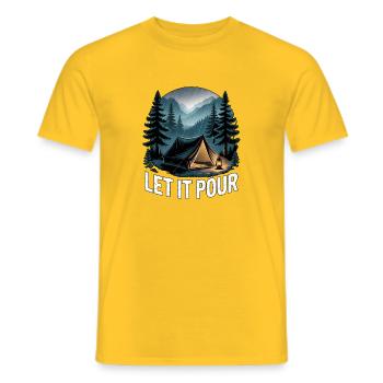 Let It Pour Camping - Men's T-Shirt - yellow - Front - AI Model Male 178 dark (178cm)