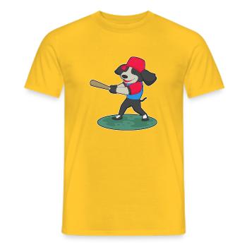Dog Baseball Baseball Bat - Men's T-Shirt - yellow - Front - AI Model Male 178 dark (178cm)