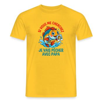 Je Vais Pêcher Avec Papa Cadeau Enfant - T-shirt homme - jaune - Devant - AI Model Male 178 dark (178cm)