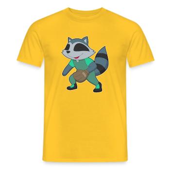 Raccoon Baseball Baseball Glove - Men's T-Shirt - yellow - Front - AI Model Male 178 dark (178cm)