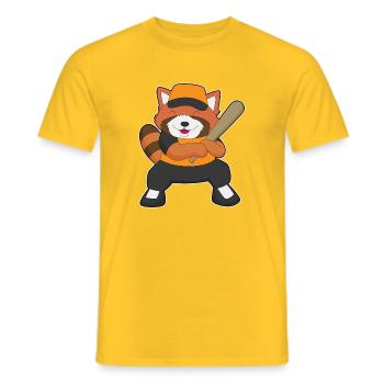 Roter Panda Baseball Baseballschläger - Männer T-Shirt - Gelb - Vorne - AI Model Male 178 dark (178cm)