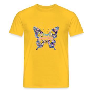 Floral Butterfly Stay Positive - Men's T-Shirt - yellow - Front - AI Model Male 178 dark (178cm)