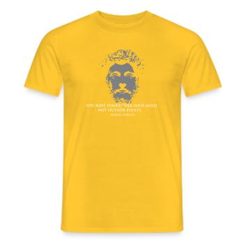 Steisches Zitat von Marcus Aurelius - Männer T-Shirt - Gelb - Vorne - AI Model Male 178 dark (178cm)