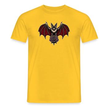 Vampire Bat Purple Rose Gothic Tattoo - Men's T-Shirt - yellow - Front - AI Model Male 178 dark (178cm)