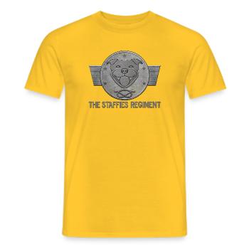 The staffies regiment - 133 - Men's T-Shirt - yellow - Front - AI Model Male 178 dark (178cm)