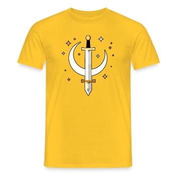 Moon Sword Streetwear Design - Männer T-Shirt - Gelb - Vorne - AI Model Male 178 dark (178cm)