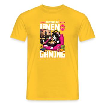 Gamer Gaming Cat Ramen Video Game - Men's T-Shirt - yellow - Front - AI Model Male 178 dark (178cm)