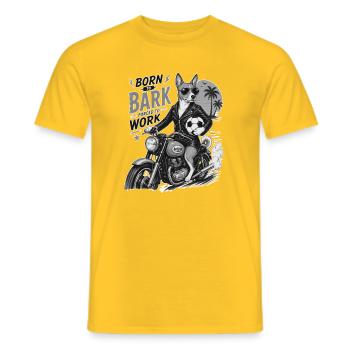 Basenji love motorbike soocer football - Men's T-Shirt - yellow - Front - AI Model Male 178 dark (178cm)