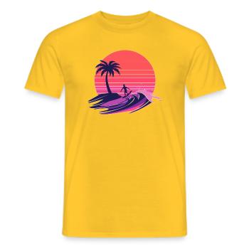 Sunset Wave Rider - Men's T-Shirt - yellow - Front - AI Model Male 178 dark (178cm)