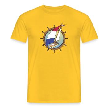 Dutch Sailboat in steering wheel - Men's T-Shirt - yellow - Front - AI Model Male 178 dark (178cm)