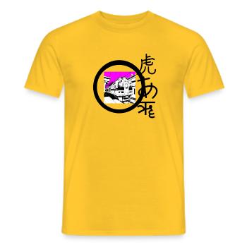 Tokyo Night Train Retro Japanese Streetwear T-Shir - Männer T-Shirt - Gelb - Vorne - AI Model Male 178 dark (178cm)