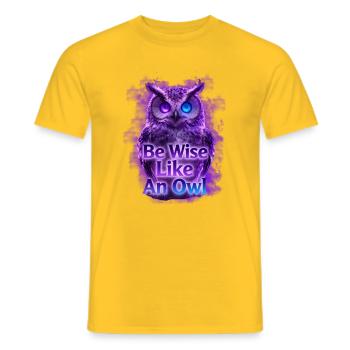 Be Wise Like An Owl Neon Design - Men's T-Shirt - yellow - Front - AI Model Male 178 dark (178cm)