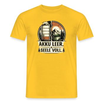 Akku leer Seele voll Naturbadge - Männer T-Shirt - Gelb - Vorne - AI Model Male 178 dark (178cm)