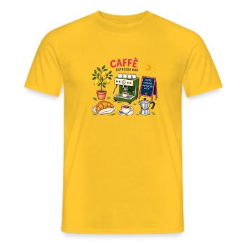 Caffè Espresso Sketch Café - Men's T-Shirt - yellow - Front - AI Model Male 178 dark (178cm)