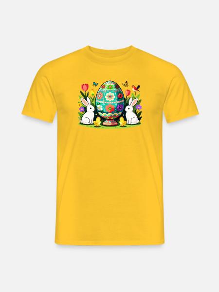Easter Floral Egg Parade - Men's T-Shirt - yellow