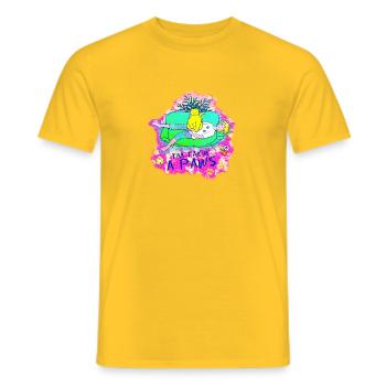 Je prends un Paws : Cat qui fait des biscuits - T-shirt homme - jaune - Devant - AI Model Male 178 dark (178cm)