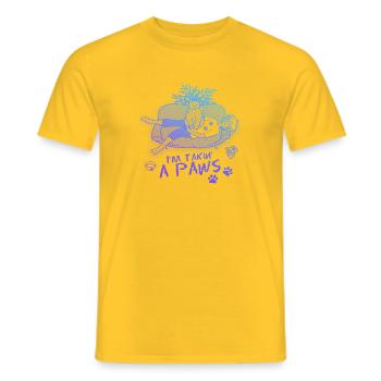 Je prends un Paws - Chat qui fait des biscuits - T-shirt homme - jaune - Devant - AI Model Male 178 dark (178cm)