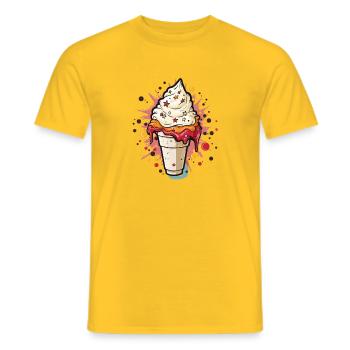 Eiscreme Becher - Men's T-Shirt - yellow - Front - AI Model Male 178 dark (178cm)
