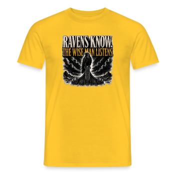Ravens Know The Wise Man Listens Viking Shirt - Men's T-Shirt - yellow - Front - AI Model Male 178 dark (178cm)