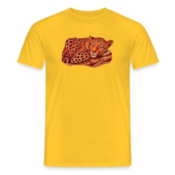 Leopard Motif Sleeping - Men's T-Shirt - yellow - Front - AI Model Male 178 dark (178cm)