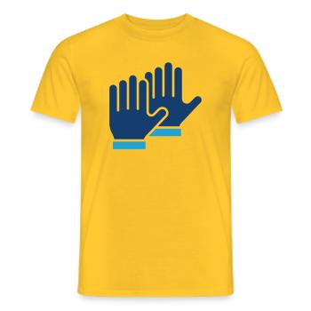 Safety Gloves Protection Line Icon - Men's T-Shirt - yellow - Front - AI Model Male 178 dark (178cm)