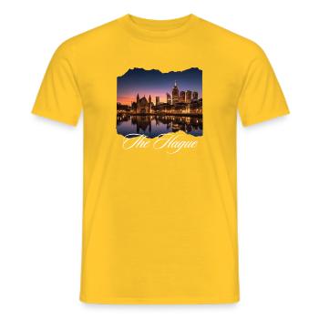 The Hague Evening Light Skyline - Men's T-Shirt - yellow - Front - AI Model Male 178 dark (178cm)