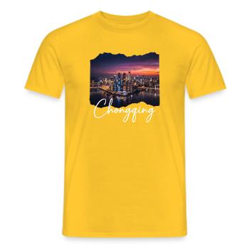 Chongqing Skyline Evening Light - Men's T-Shirt - yellow - Front - AI Model Male 178 dark (178cm)