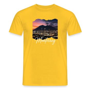 Monterrey Evening City Panorama - Men's T-Shirt - yellow - Front - AI Model Male 178 dark (178cm)