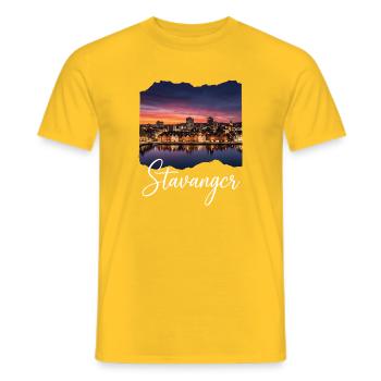 Stavanger Evening atmosphere at the fjord - Men's T-Shirt - yellow - Front - AI Model Male 178 dark (178cm)