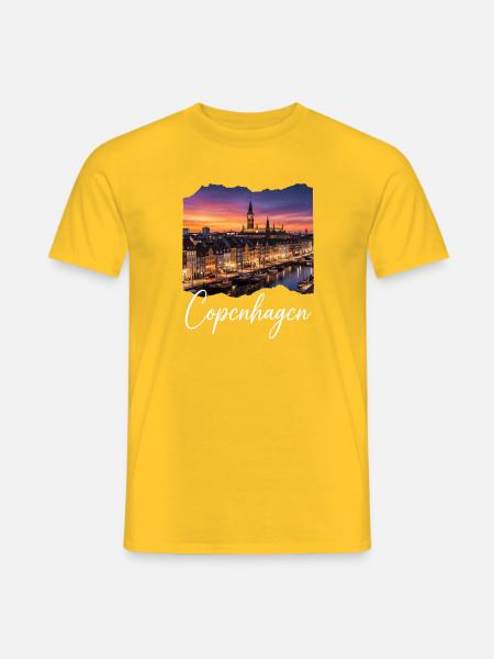 Kopenhagen Abendlicht Hafenpanorama - Männer T-Shirt - Gelb