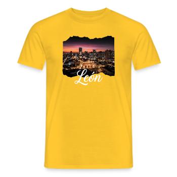León Stadt bei Nacht - Männer T-Shirt - Gelb - Vorne - AI Model Male 178 dark (178cm)
