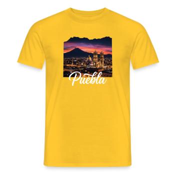 Puebla Sonnenuntergang Skyline Script - Männer T-Shirt - Gelb - Vorne - AI Model Male 178 dark (178cm)