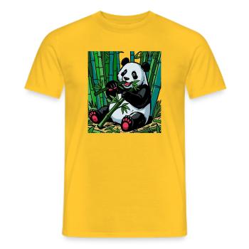 Panda dans la forêt de bambous – Couleurs vives - T-shirt homme - jaune - Devant - AI Model Male 178 dark (178cm)